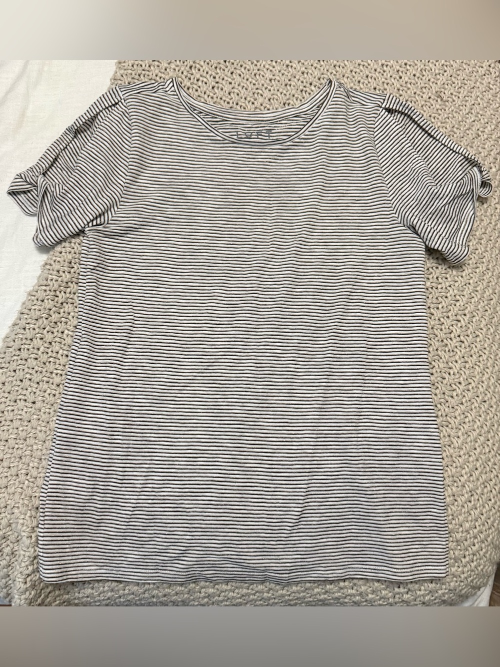5 for $20 Deal LOFT Gold, Black & White Striped Short-Sleeve Tee XS